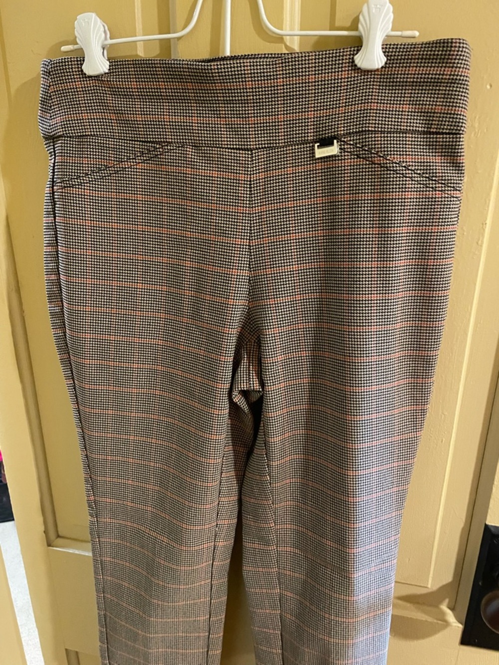 Plaid Pull-On Dress Pants in Brown and Black Anne Klein